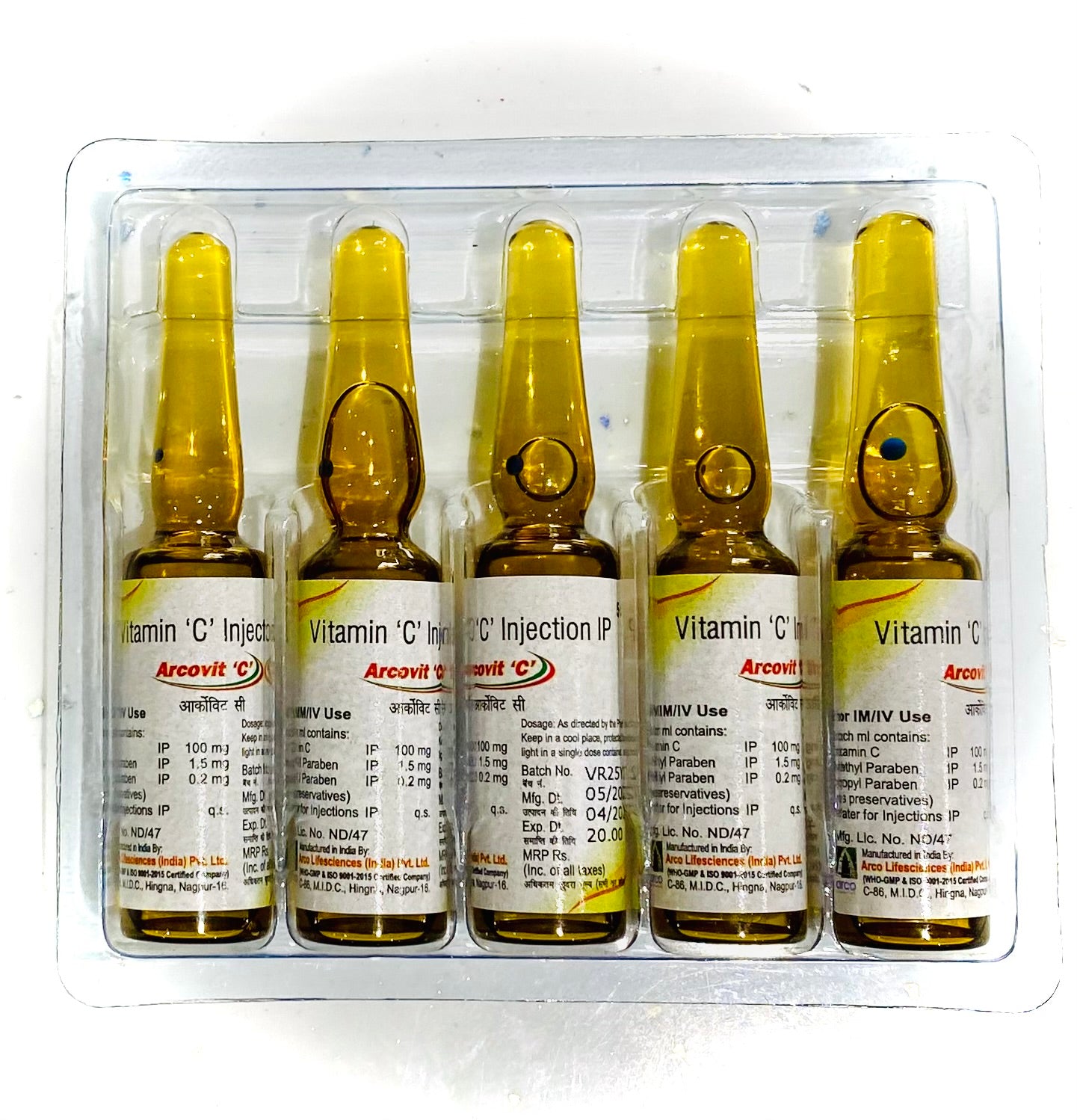 Vitamin C Injectables 5ml | IM / IV | Pack Of 5